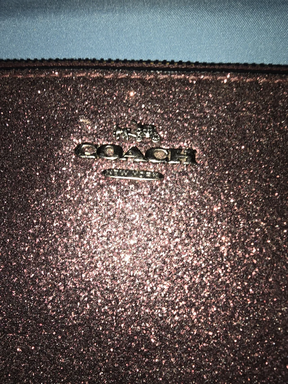 Coach Rose Gold Glitter Wristlet Pouch